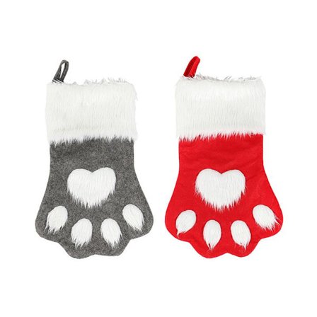 Hunde Kat Pote Julestrømper, Plys Hængende Strømper til Jule- og Juledekorationer