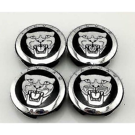 Sett med 4 hjulnavkapsler HUB CAP Svart 59mm for JAGUAR X TYPE XK XF XJ XJ8 XJ6