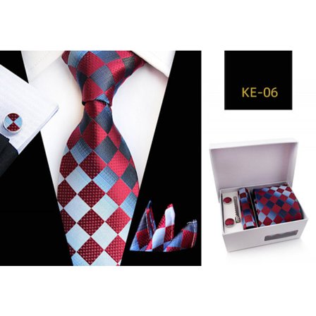 Herrgåva slips set silkeslips näsdukar slipsklämmor manschettknappar