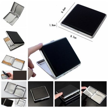 IC Klassinen nahka- ja metallikotelo sikareille, musta