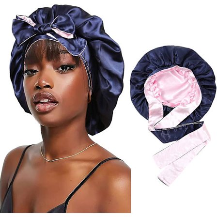 Satin Bonnet Silke Sovehette Hår Bonnetter For Svarte Kvinner Stretchy Tie Band Hår