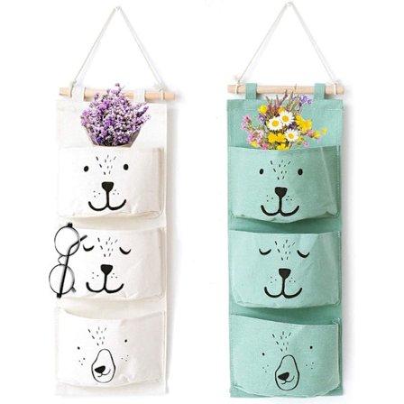 Hengende veske, hengende oppbevaringspose, oppbevaring med 3 lommer Hengende lommearrangør, oppbevaringspose, stoffhengende veske, 