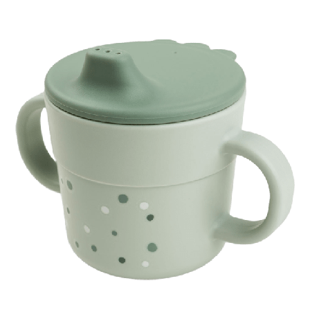 Done by Deer Foodie spout cup Happy dots Green Mata & äta Grön Ø8 x H 9 cm 215 ml