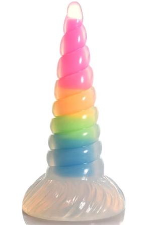 Luminescent Rainbow Silicone Dildo 20 cm Dragon dildo - Blushme.se