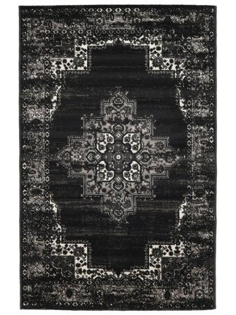 Vintage Medailonový Malý Vintage Vega Koberec - Černá 140X200 V Klasickém Stylu