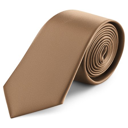 8 cm Tan Satin Krawatte für Männer - Einfarbige Krawatten