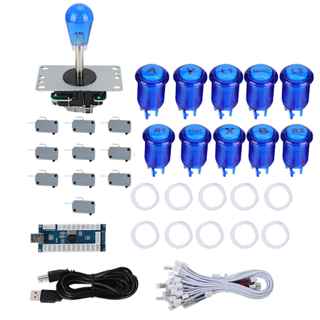 822B Enkelt DIY Arcade Joystick Tilbehør Kit for Arcade / Fighting Hjemmespill USB Sett i Amerikansk Stil (Blå)