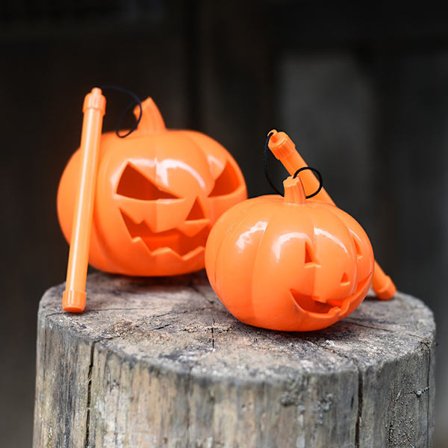 2 st, en stor och en liten, Halloween Lykta Jack-o-lantern Bärbar Plast Jack-o-lantern med Handtag