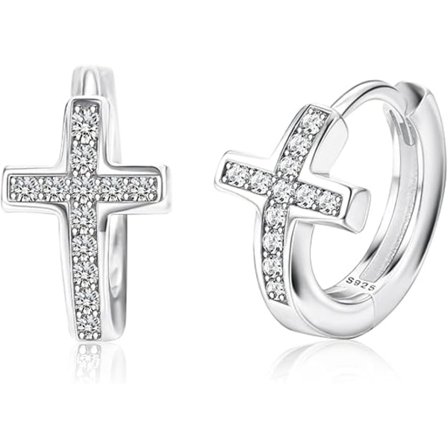 925 Sterling Silver Kors Örhängen: Små Örhängen Kvinnor Män Små Cubic Zirconia Hypoallergena Brosk Kors Örhängen Utsökta 18K Guldpläterade J