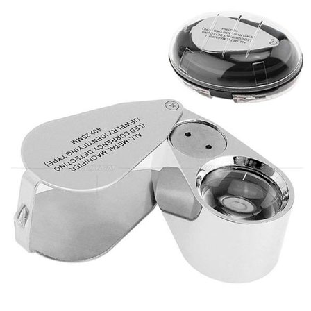 40x Lupe Lup med LED og UV-lys til smykker