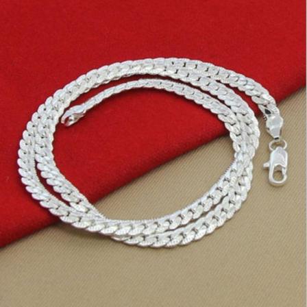 Fantastiskt Stål Silver 4mm Classic Curb Halsband Gåva Grossist C