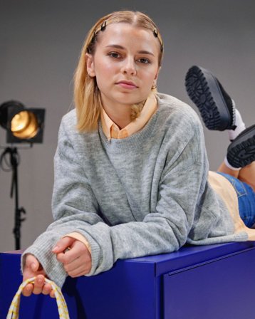 LMTD NLFLODET LS SHORT KNIT Gris Pulls Fille - Kids Brand Store