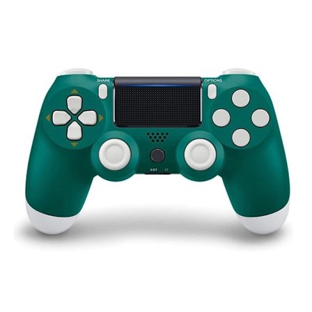 Valkoinen/vihreä langaton ohjain, yhteensopiva PlayStation 4:n kanssa, värinällä, sisältää USB-latauskaapelin. Ergonominen muotoilu pelaamiseen