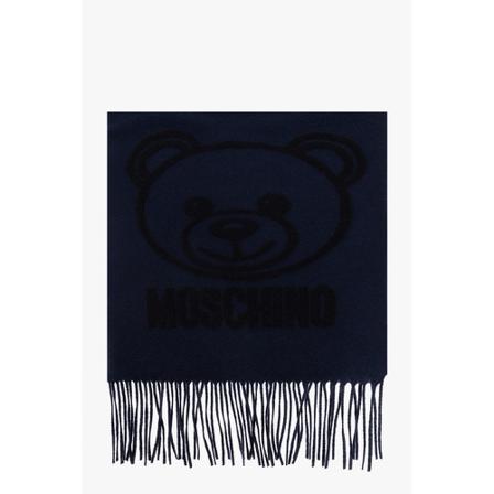 Moschino Wool scarf with teddy bear , Blauw , Heren , Maat: ONE Size