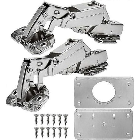 175 Graders Kabinethængsler Køkkenskabslåger Hængsler med Reparationsbeslag Skjulte Soft Close Hængsler til Køkkenskabe Garderobehængsler, 1
