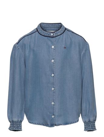 Chambray Piping Top Skjorte Blå Tommy Hilfiger