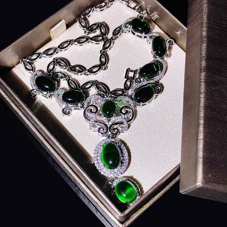 mors dag halsband-Imitation Emerald Necklace