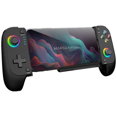 Svart Bluetooth 5.0 Trådløs Kontroller for PC, Android, iOS og Konsoller – 2 i 1 Gamepad med Dobbel Vibrasjon, RGB og 6.8” Smartphone Holder –