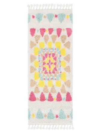 Tappeto Peloso Piccolo Momo - Bianco/Multicolore 80X200 In Stile Moderno