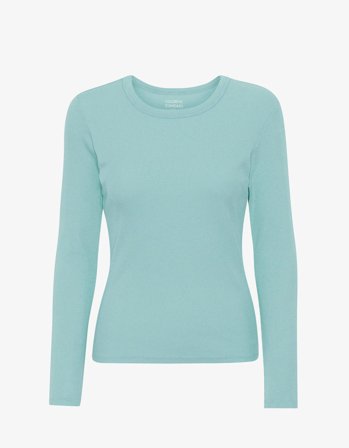 Women Organic Rib LS T-Shirt - Teal Blue - S