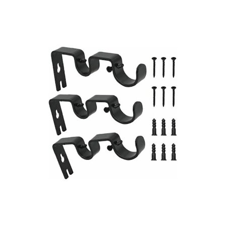 3 stk gardinstangbraketter, justerbar stangveggbrakett, dobbel gardinstang