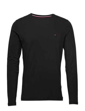 Stretch Slim Fit Lon T-shirts Long-sleeved Musta Tommy Hilfiger
