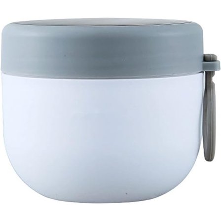 Assortert frokostkopp (hvit) lekkasjesikker yoghurtkopp med skje, praktisk bærbar assortert frokostkopp, 600 ml utendørs snackboks