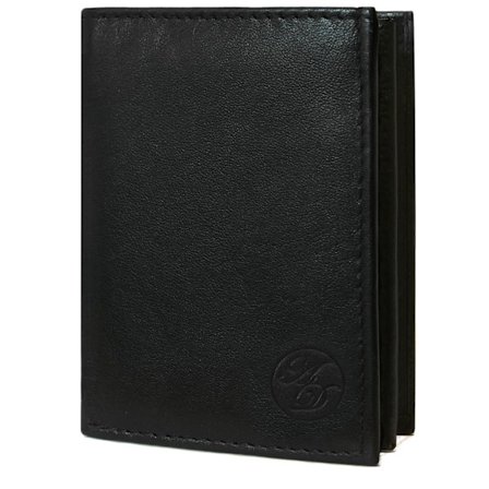 Svart herre lommebok i kalveskinn med RFID-beskyttelse