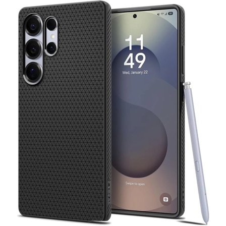 Spigen Liquid Air-etui med stødabsorberende Air Cushion-teknologi til Samsung Galaxy S25 Ultra - Sort