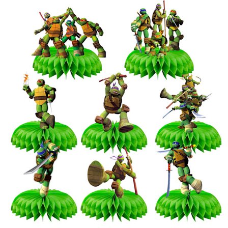 8 stk., ninja turtle temafest dekoration borddekoration p