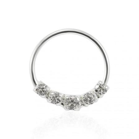 1 St. 8 Mm Näspiercing Ring I Silver Med 5 Vita Cz