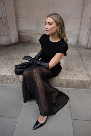 Michaela Delér x NA-KD Knitted Sheer Maxi Dress - Julekjoler - Sort - S