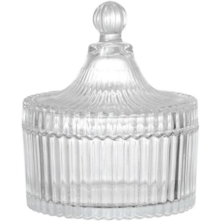 Sukkerskål med låg Dekorativ sukkerskål Krystalovertrukket sukkerskål Glasapotekerkrukke Bryllupssukkerbuffetkrukke Teltet formet fødevarekrukke (Klar