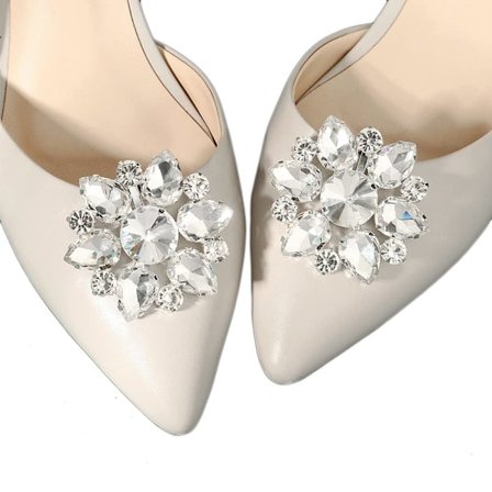 Fashion Rhinestones Crystal Flower Shoe Clips 2 st dekorativa skor klänning hatt accessoarer för bröllop brud bal (2)