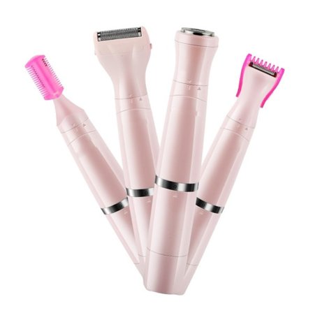 4-i-1 elektrisk epilator för damer, armhåla, privat rakapparat, elektrisk rosa