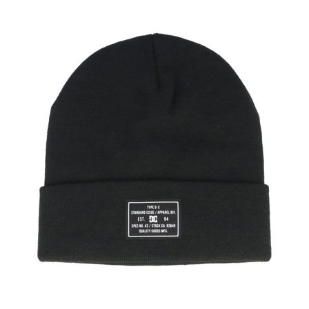 DC - Svart cuff Beanie - Kids Label Beanie Black Cuff @ Hatstore