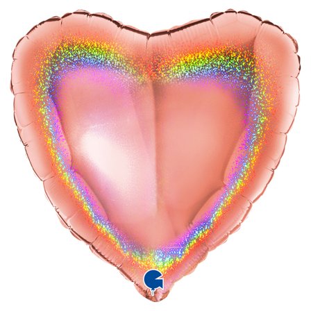 Holografinen Folioilmapallo Sydän Ruusukulta