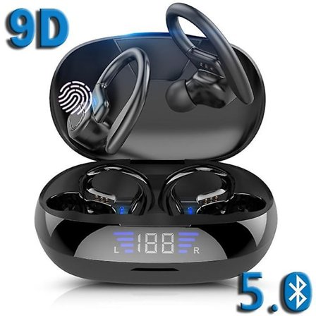 Bluetooth-hodetelefoner, trådløse sportøretelefoner, Hifi Stereo In Ear-ørepropper, vanntett støydempende Bluetooth-headset med LED-skjerm Cha