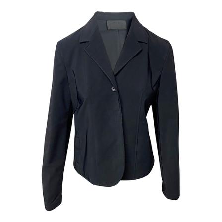 Prada Vintage Pre-owned Blanket Stitch Blazer in Polyester Sort, Dame Vintage Jakker