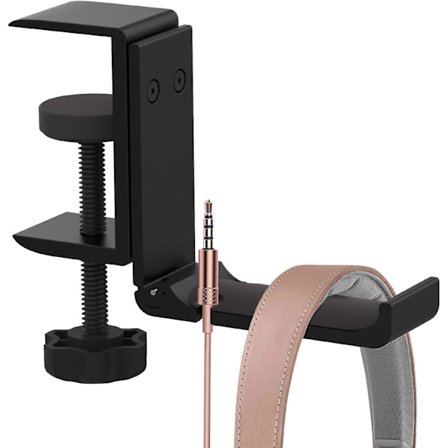Hörlurshållare Under Skrivbord Hörlurskrok Vikbar Gaming Headset Hängare Fäste Metall Hörlursställ med Justerbar Klämma Skruvlös