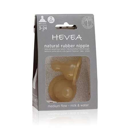 HEVEA Naturgummi Flaskesut 2-pak Medium flow, Børn & Forældre, Sutteflasker & Tilbehør, Sutteflasker