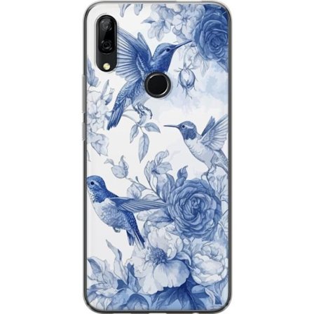 Kompatibelt Mobilskal till Huawei Huawei P Smart Z Fåglar och blommor blå romantiskt mönster
