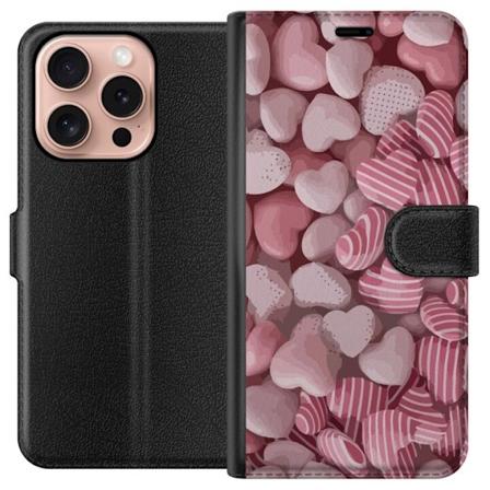 Apple iPhone 16 Pro Tegnebogsetui Pink Hjerte