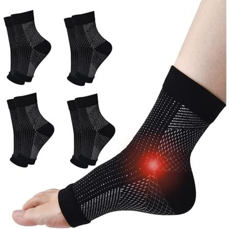 Neurosokker til mænd og kvinder 4 PAR Neuropati-strømper Kompressionsfodærmer til mænd og kvinder Artrit Forstuvet ankel Åndbar Anti-Slip L/XL