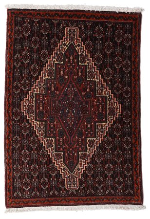 Noué À La Main Senneh Tapis 68X100 De Laine Rouge Foncé/Rouge Petit