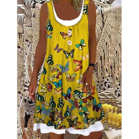 Sommar Kvinnor Blomstertryck Print Casual Light Fit Slim Plus Size