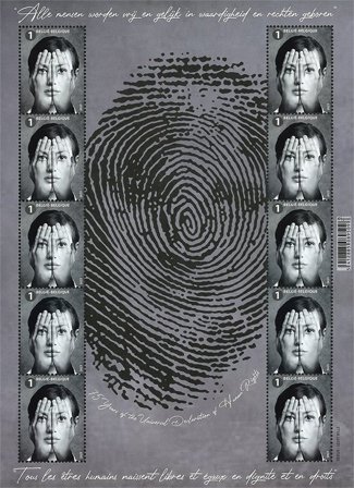 Belgien - Menneskerettigheder FN - Postfrisk ark