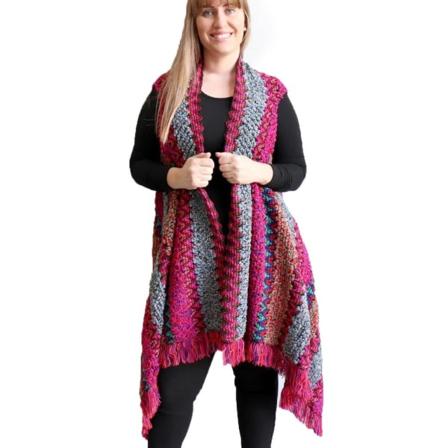 Ärmlös sjal Öppen front cardigant kappa i etnisk stil för dam