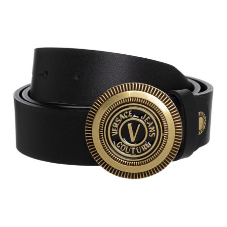 Versace Jeans Couture, V-Emblem Belt Zwart, Heren, Maat:90 CM
