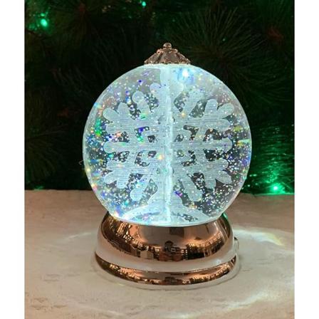 Juldekor upplyst snöglob med snurrande snöflinga, batteridriven (ingår ej) - 6,5" H x 4,5" B x 4,5" D